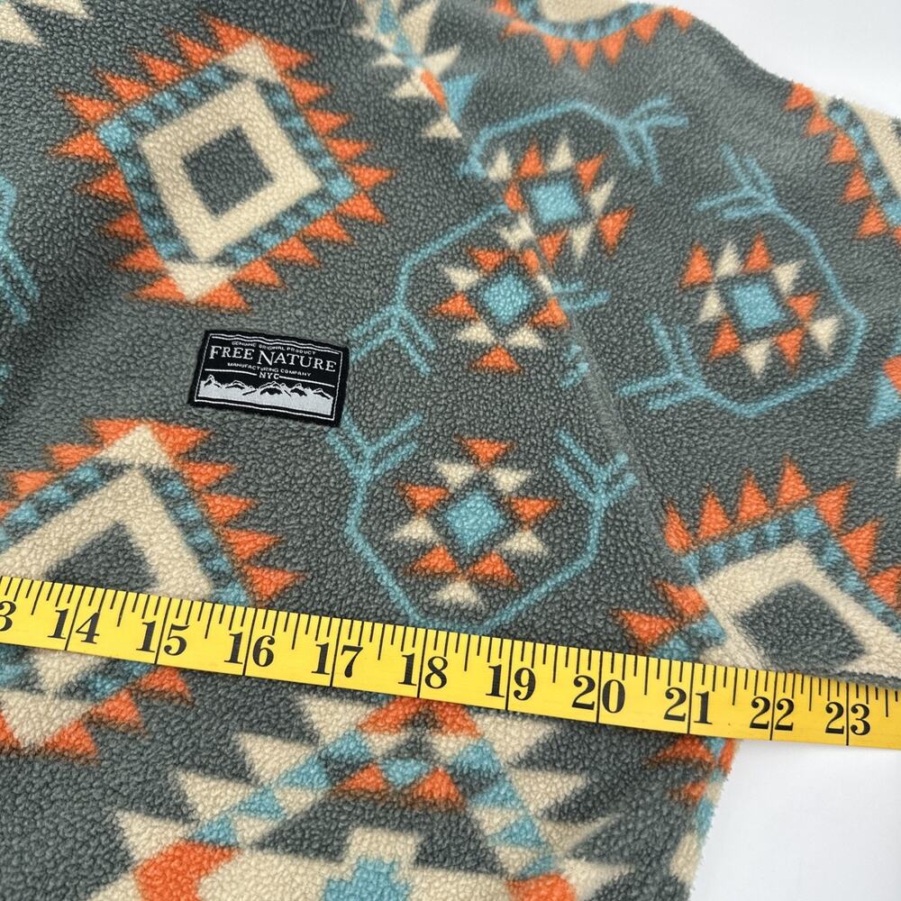 Free Nature Aztec Fleece Quarter Zip Drawstring Hoodie Mens Medium Southwest - Picture 4 of 7